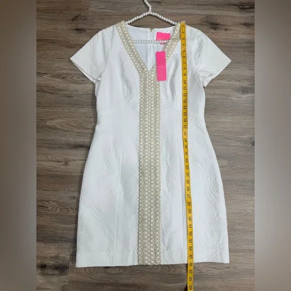 NWT Lilly Pulitzer Arie Stretch Shift Dress - Resort White Palm Paradise Sz 10 - Picture 8 of 11